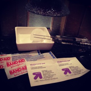 Our nightly routine ... Feeding Frosty a fine diet of estrogen and progesterone. My bum isn't a fan but it's so worth it! 