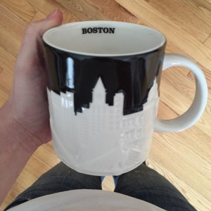 THIS! How many of you know I collect Starbucks mugs from all over the world? Well, I do. And my friend Heather completely surprised me with a package containing this AWESOME mug from a Boston Starbucks. In fact, I'm drinking from it as I type this! I love adding this to my collection! Heather, you're wonderful!