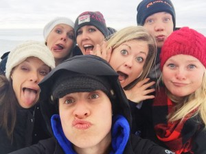 Make-up free, silly shows on the lake. Love these girls.